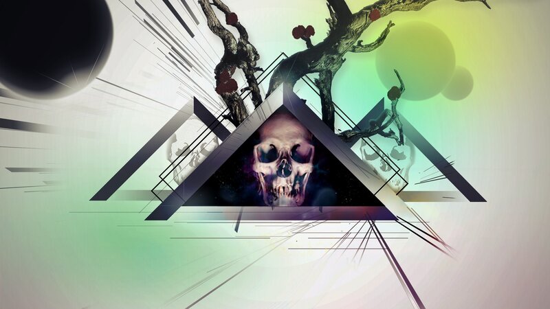 skull in geometric frame