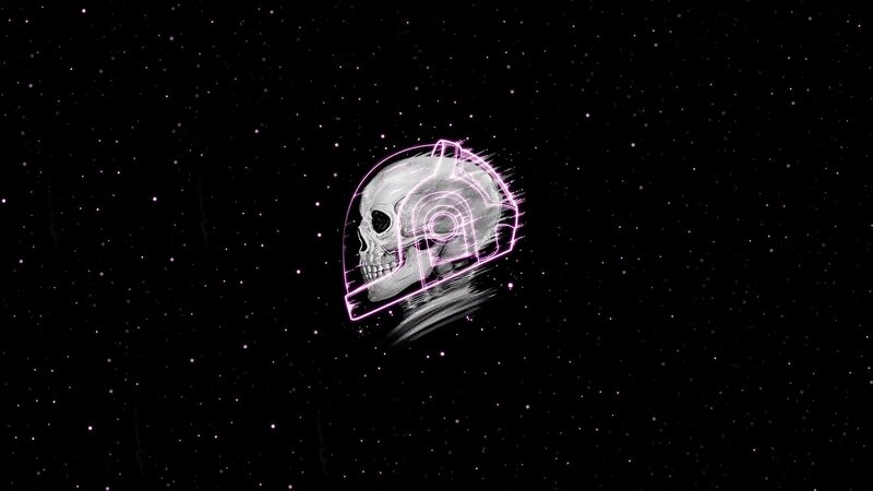 Skull in Helmet — Black, Cosmic, Night