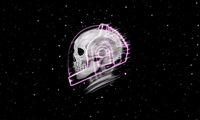 Skull in Helmet — Black, Cosmic