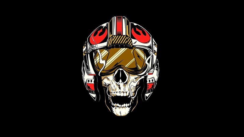 Skull in Helmet — Black, Dark, Digital Art