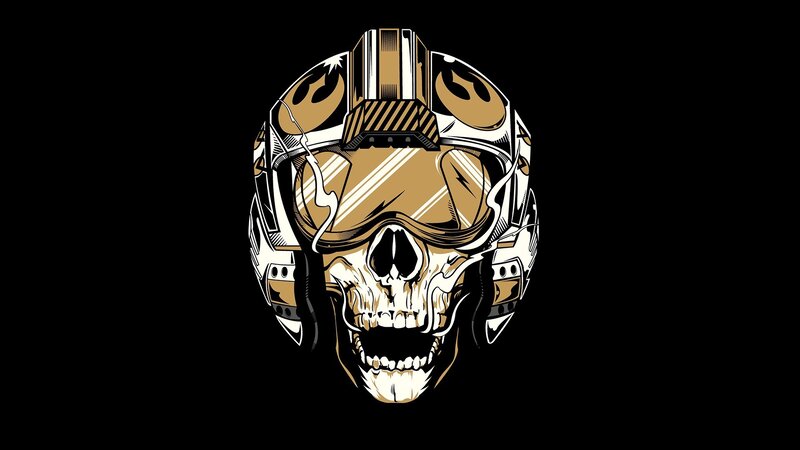Skull in Helmet — Black