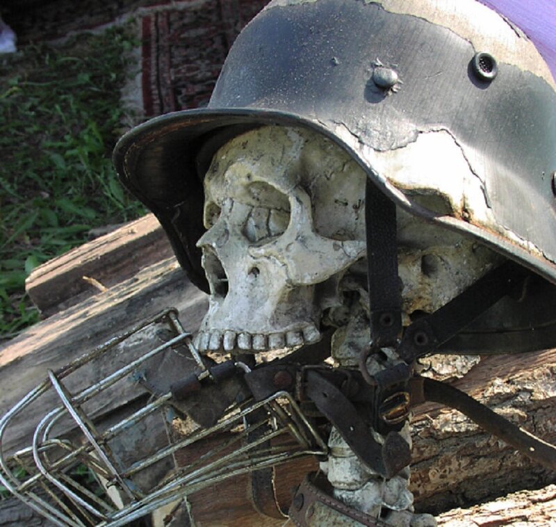 Skull in Helmet — Gray