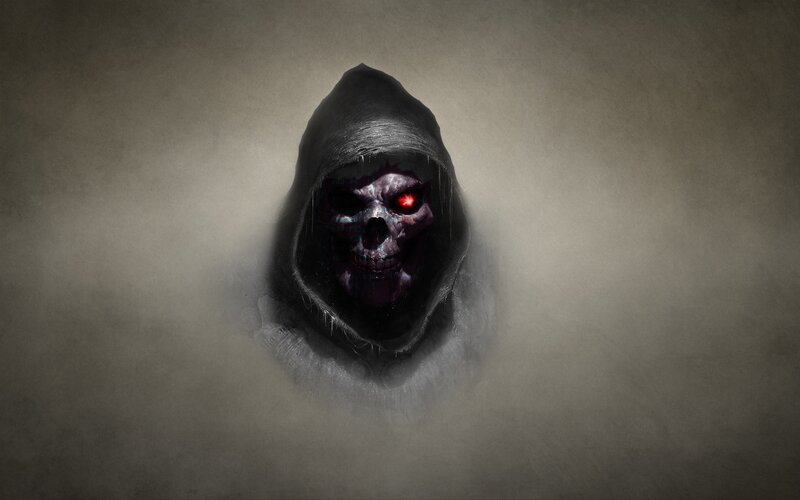 Skull in Hooded Cloak — Black, Dark, Ominous