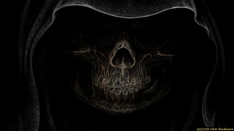 Skull in Hooded Cloak — Black, Dramatic
