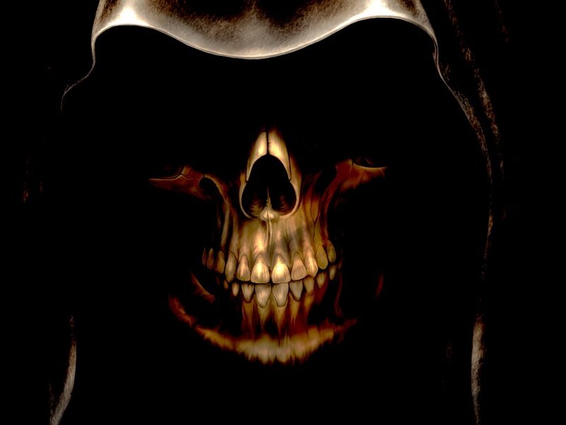 Skull in Hooded Cloak — Black