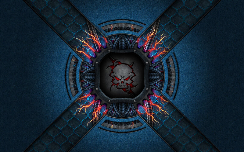 Skull in Mechanical Frame