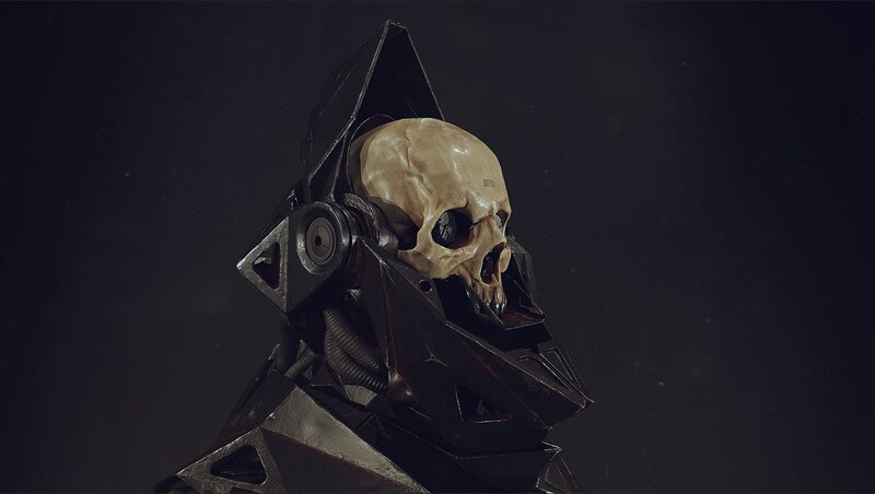Skull in Mechanical Helmet — Black