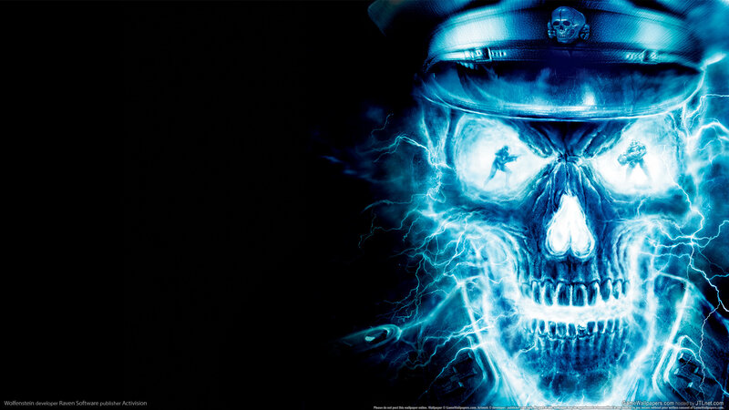 Skull in Military Hat — Blue