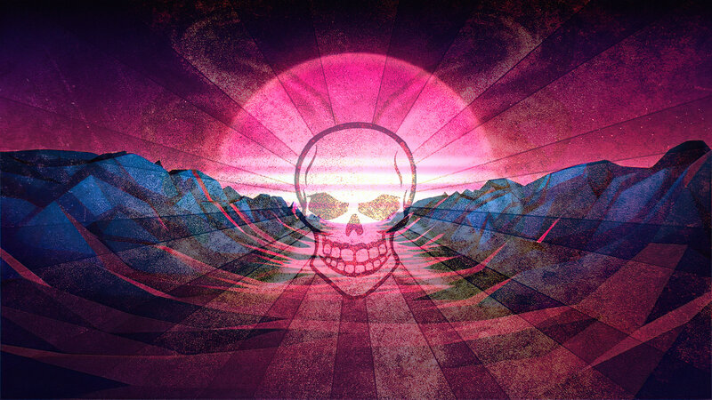 Skull in Mountain Landscape