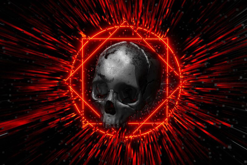 Skull in Neon Circle
