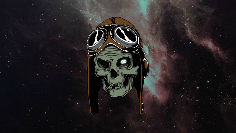 Skull in Pilot Helmet — Black