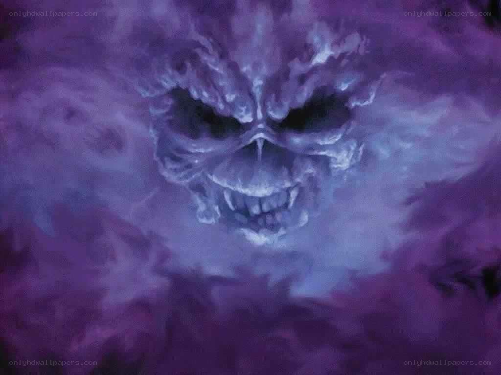 skull in purple mist