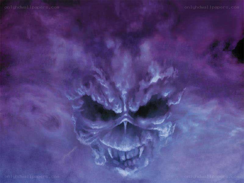 skull in purple smoke