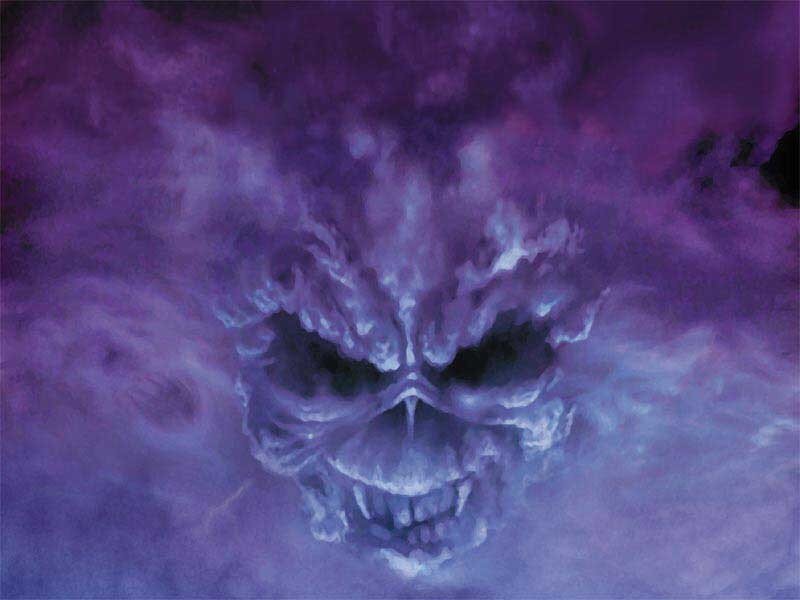 Skull in Purple Smoke — Dark, Ominous