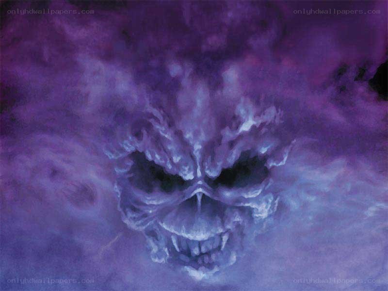skull in purple smoke