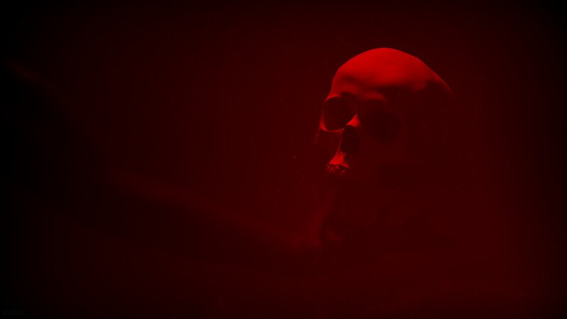 Skull in Red Light — Dark, Ominous
