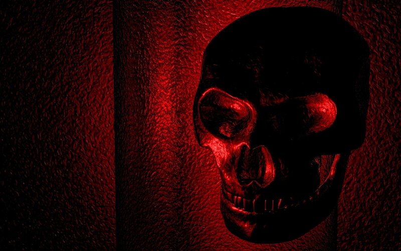 skull in red light