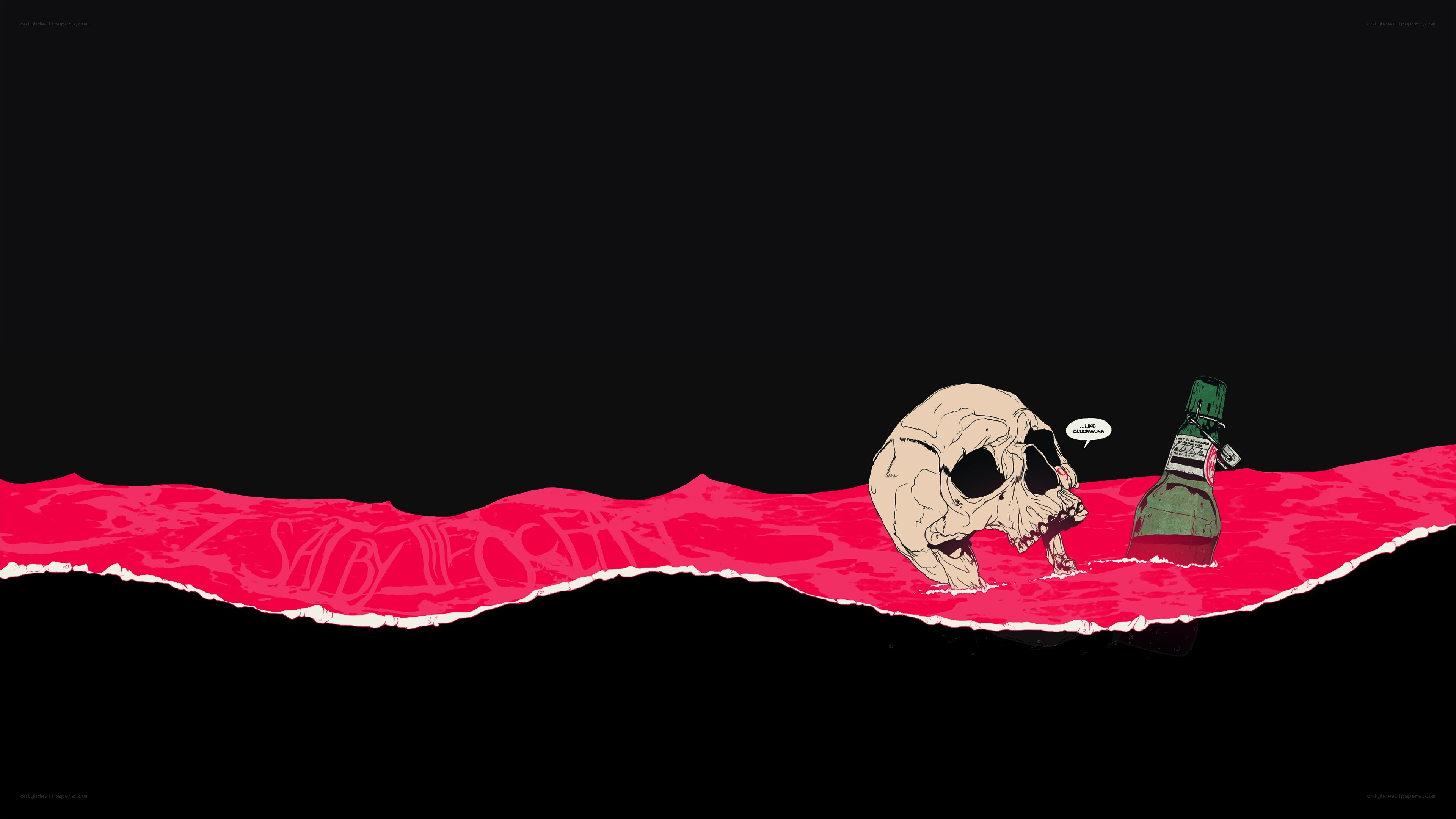 skull in red liquid