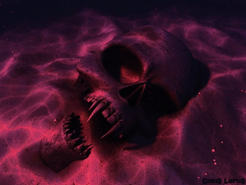 skull in red sand
