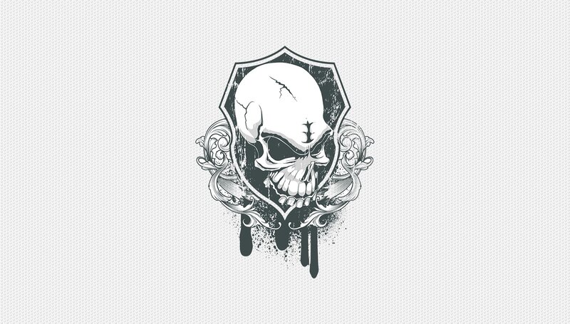 Skull in Shield Emblem — Black