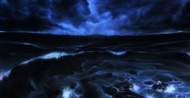 Skull in Stormy Ocean