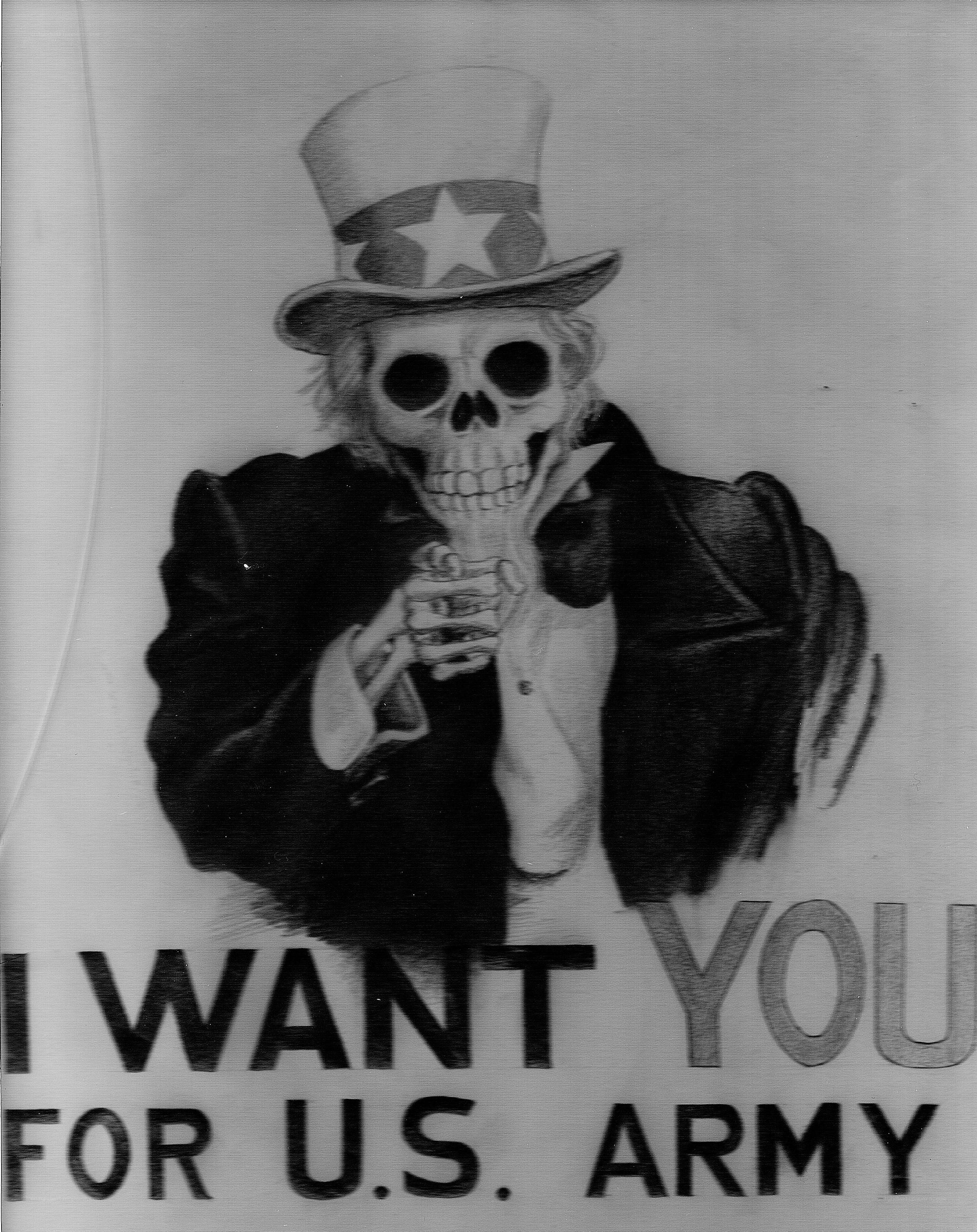 skull in top hat recruitment poster