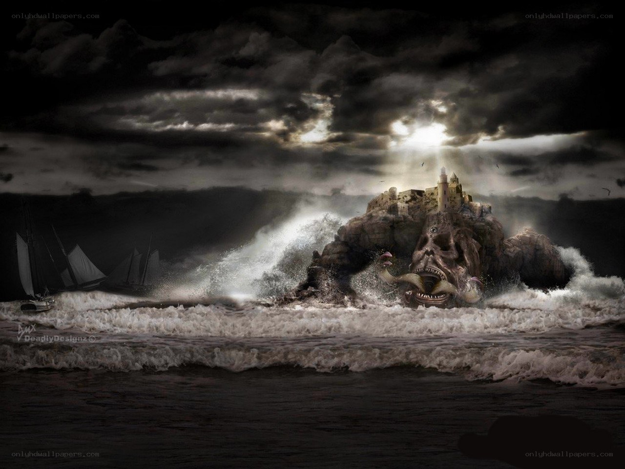 Skull island with castle