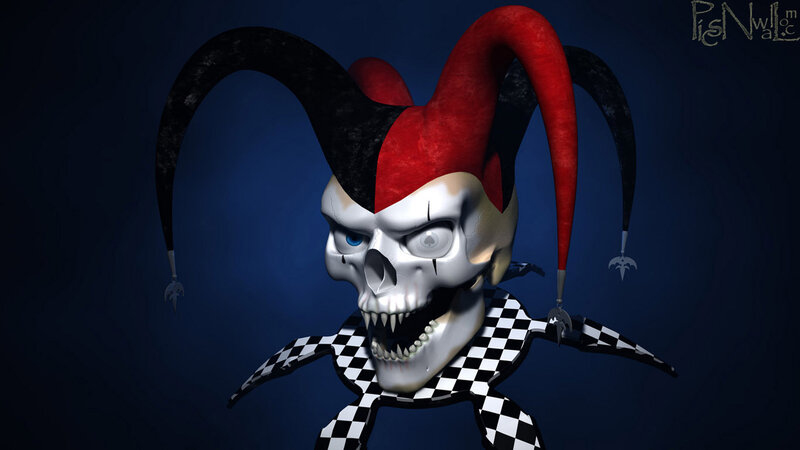 Skull Jester Character — Blue