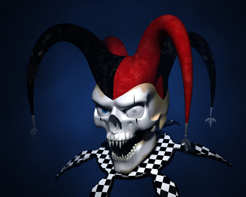 Skull Jester Figure — Blue