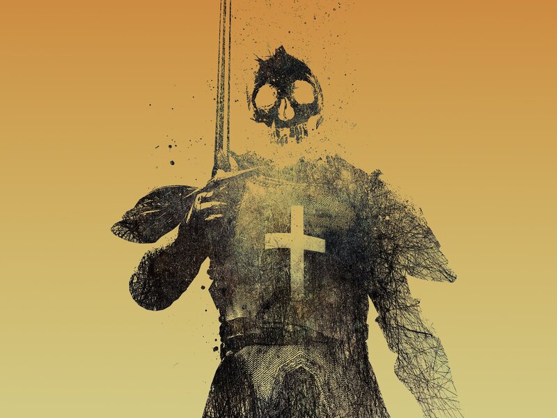 Skull Knight with Sword — Orange