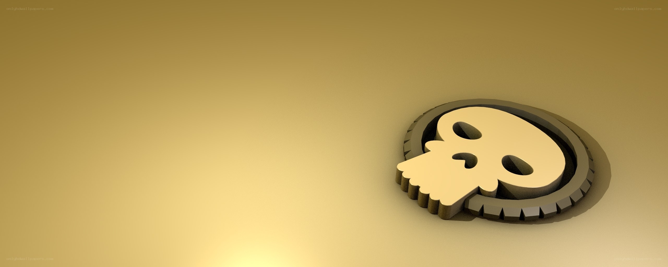 skull logo on golden background