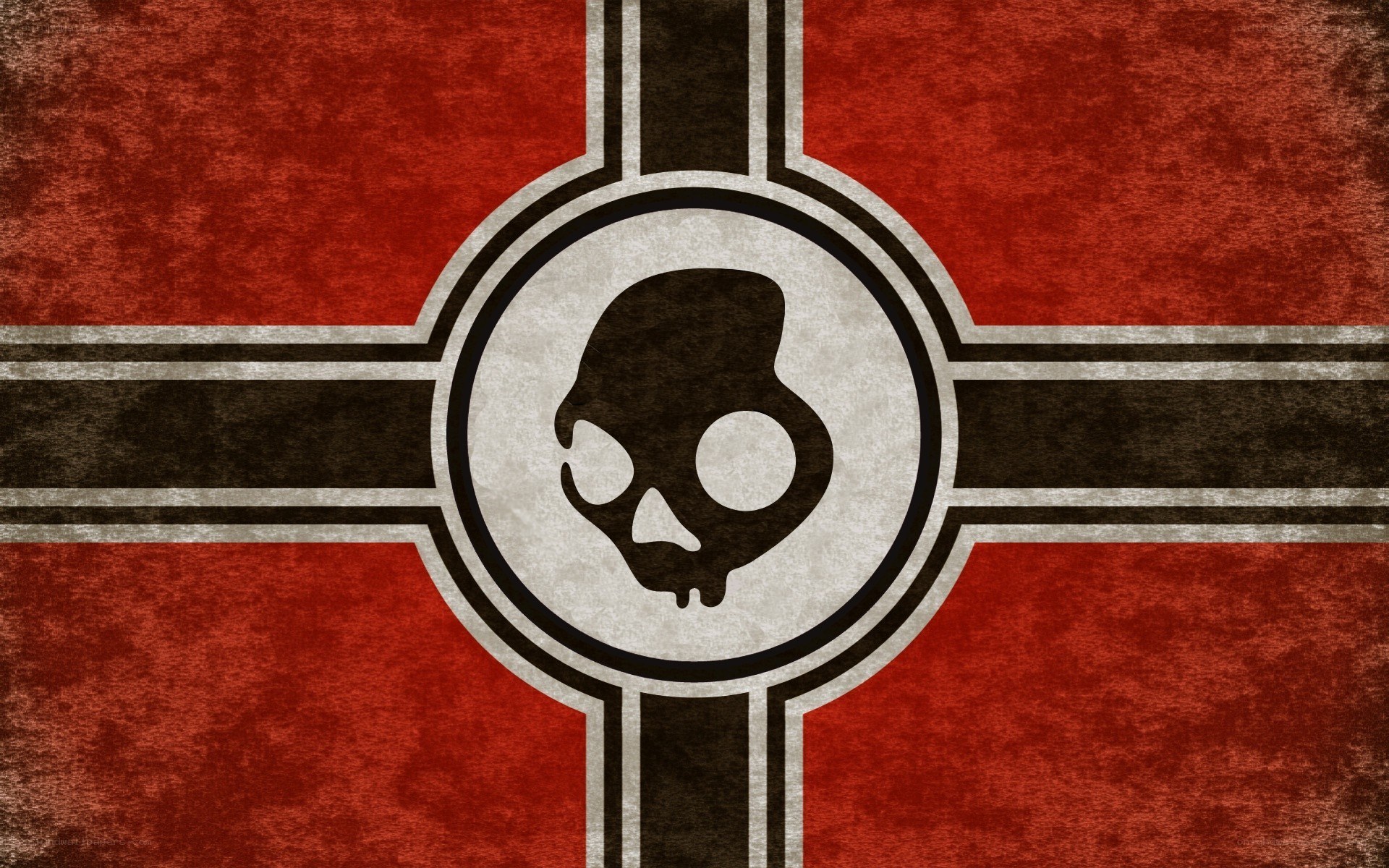 Skull logo on red cross