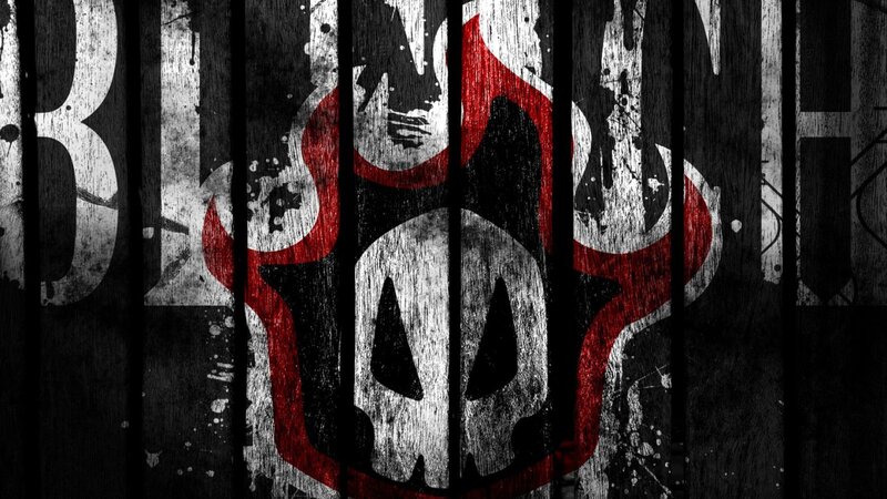 Skull Logo on Wood — Black, Dark, Aggressive