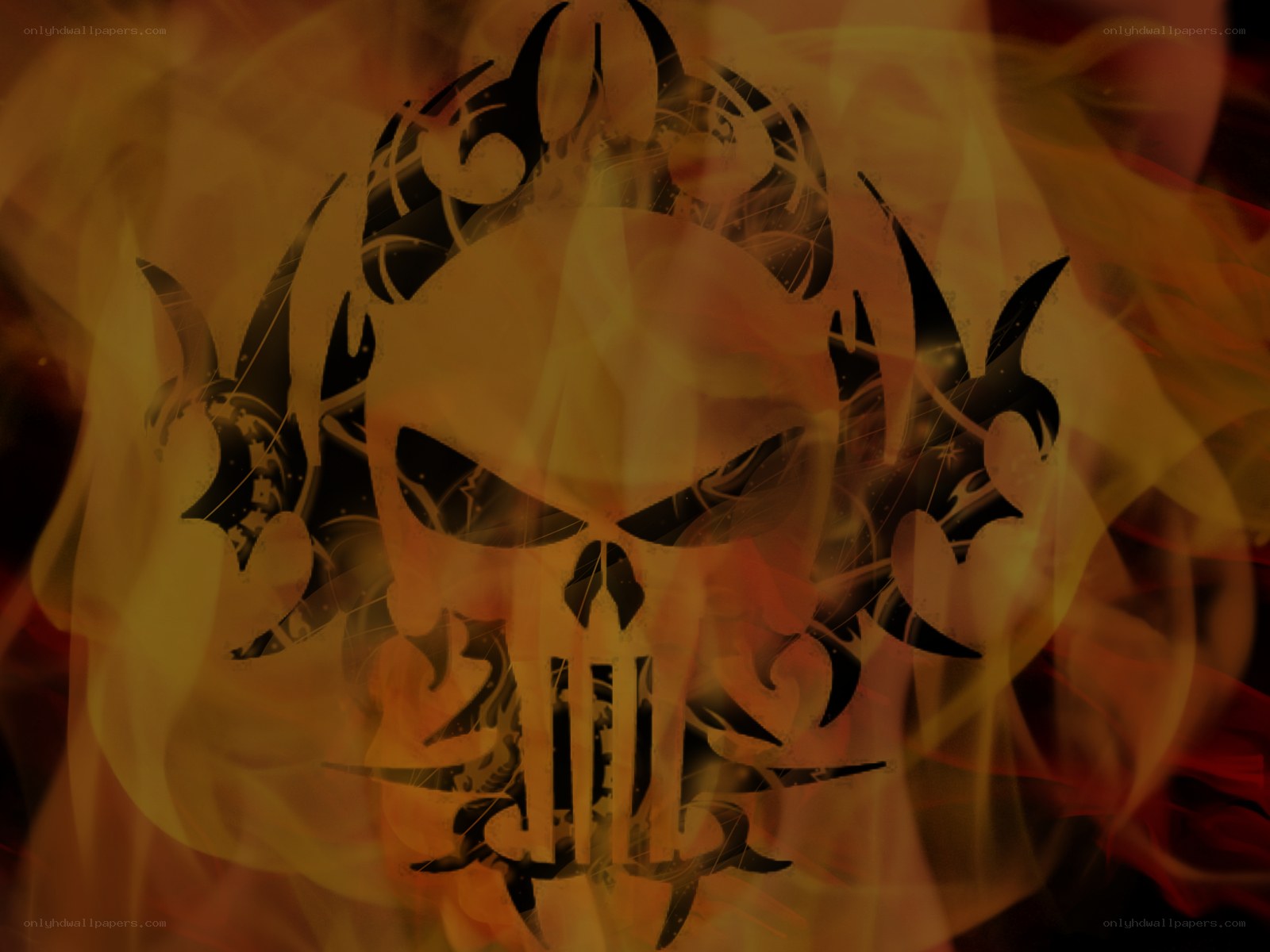 skull logo with flames