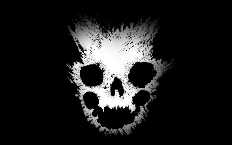 skull logo with splatter effect
