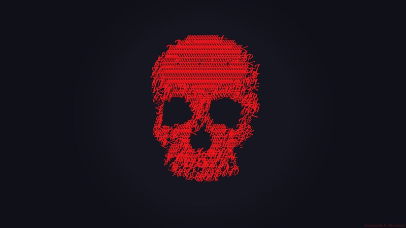 Skull Made of Red Text