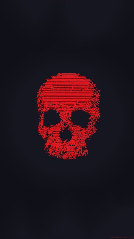 Skull Made of Text — Red