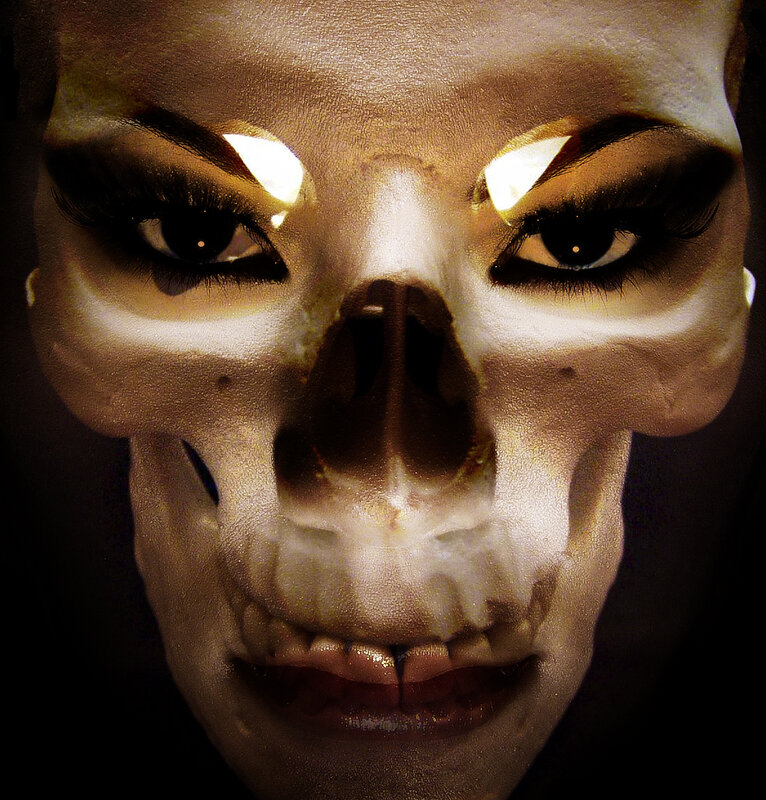 skull makeup face close-up