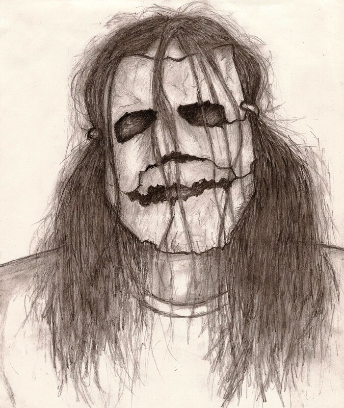 skull mask portrait drawing