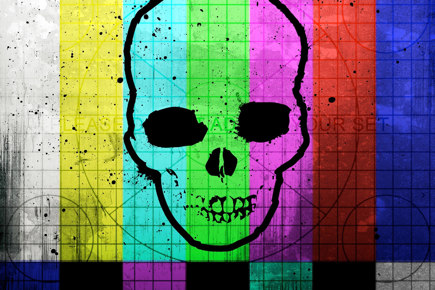 Skull on color bars