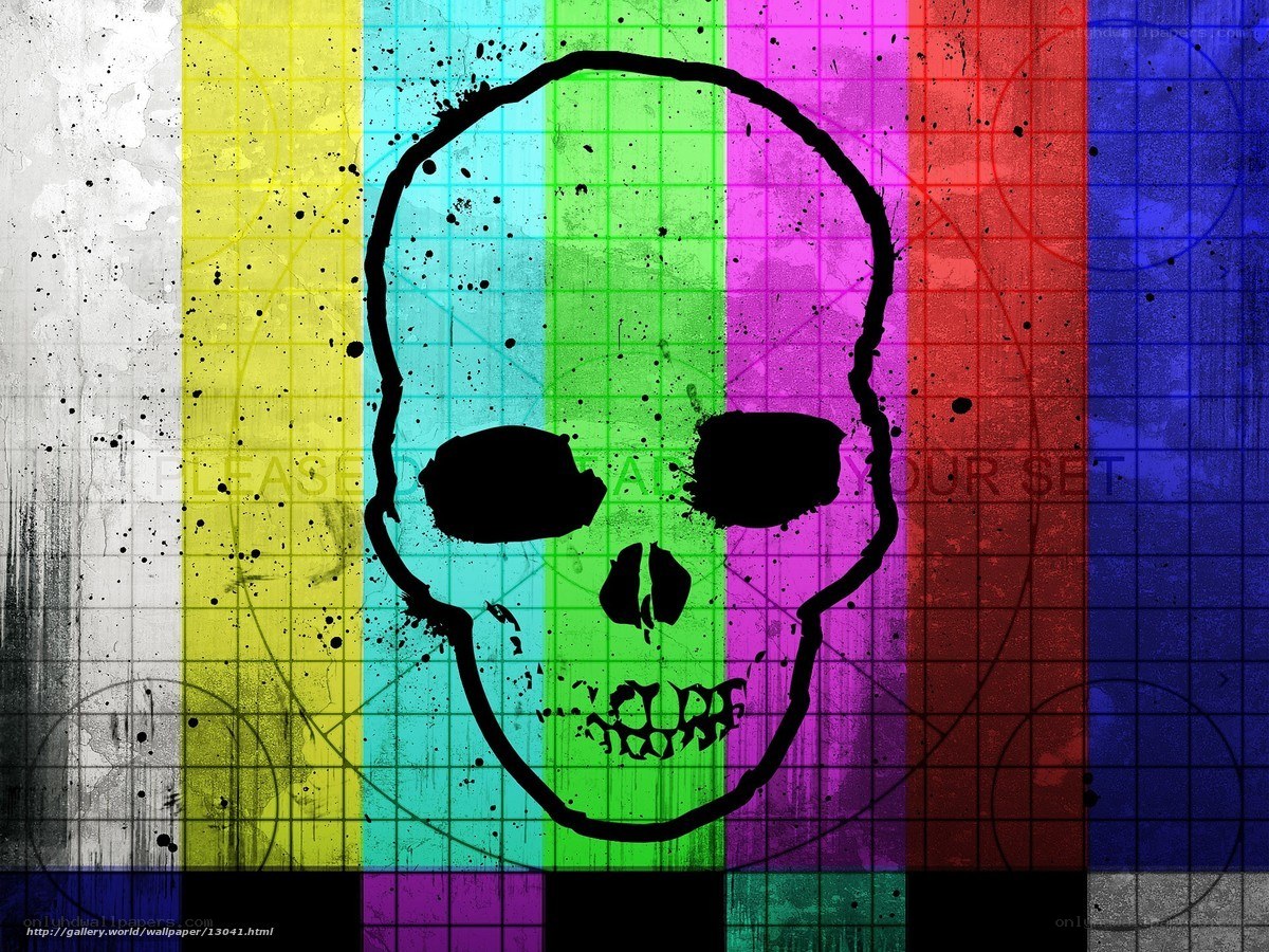 Skull on colorful stripes