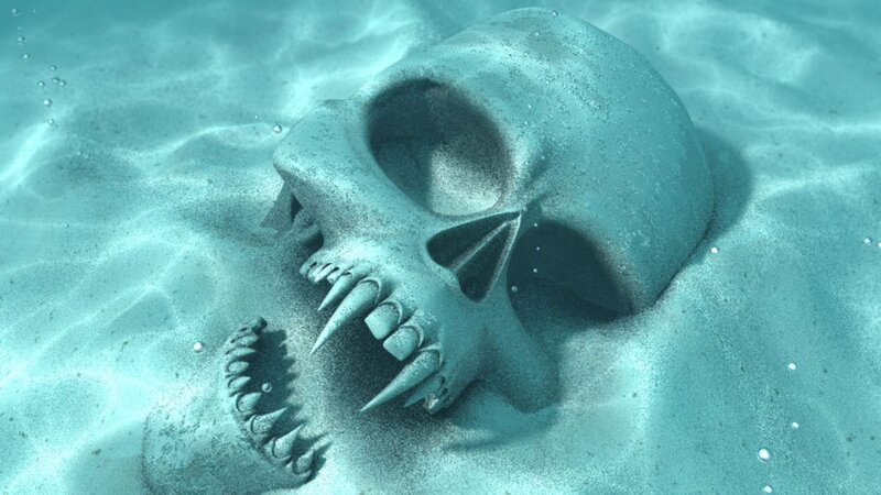 skull on ocean floor