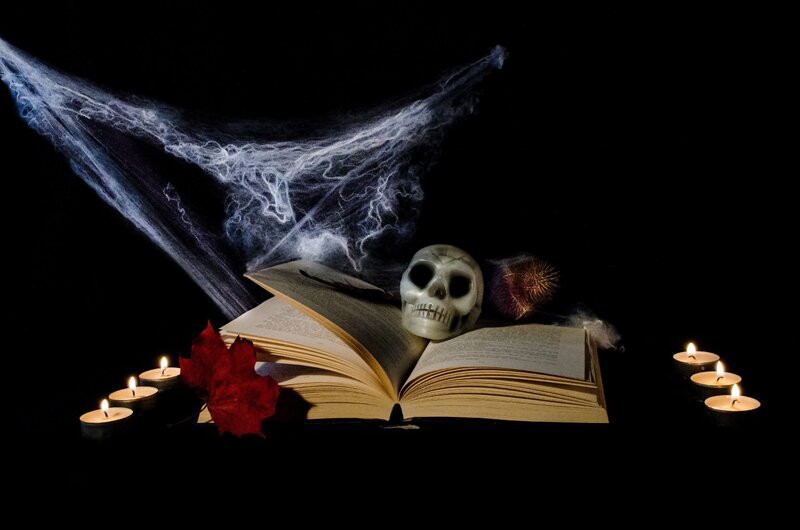 Skull on Open Book — Black