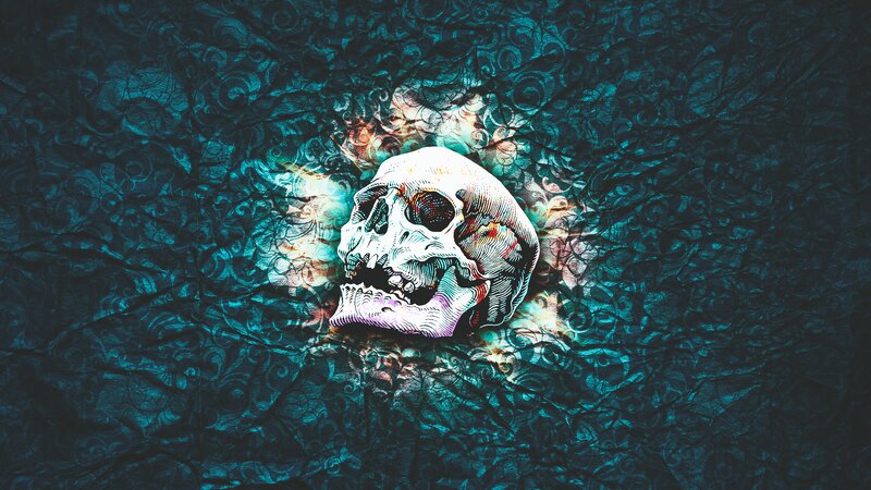 Skull on Patterned Background