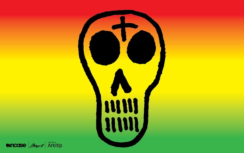 Skull on rainbow background
