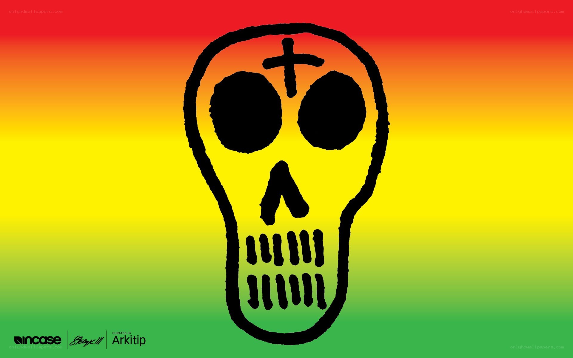 Skull on rainbow background