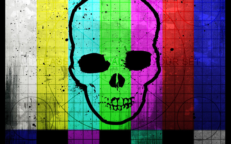 Skull on Test Pattern — Black