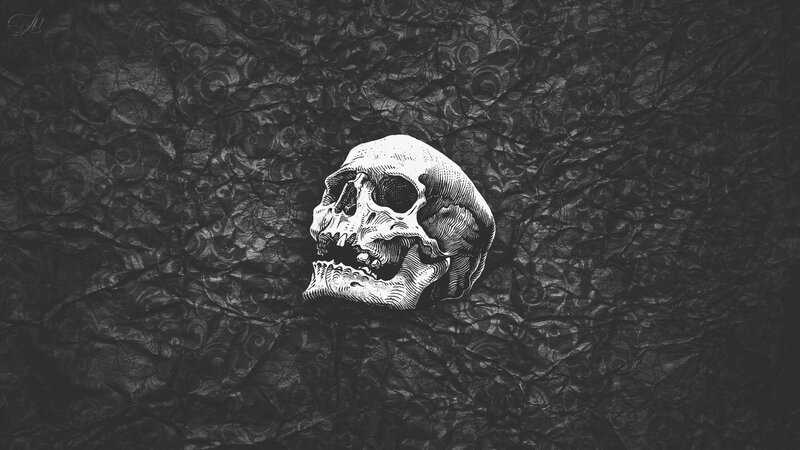 Skull on Textured Surface — Black