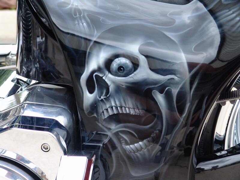 Skull Painted on Motorcycle