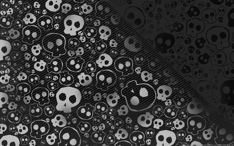 Skull Pattern Wallpaper — Black, Dark